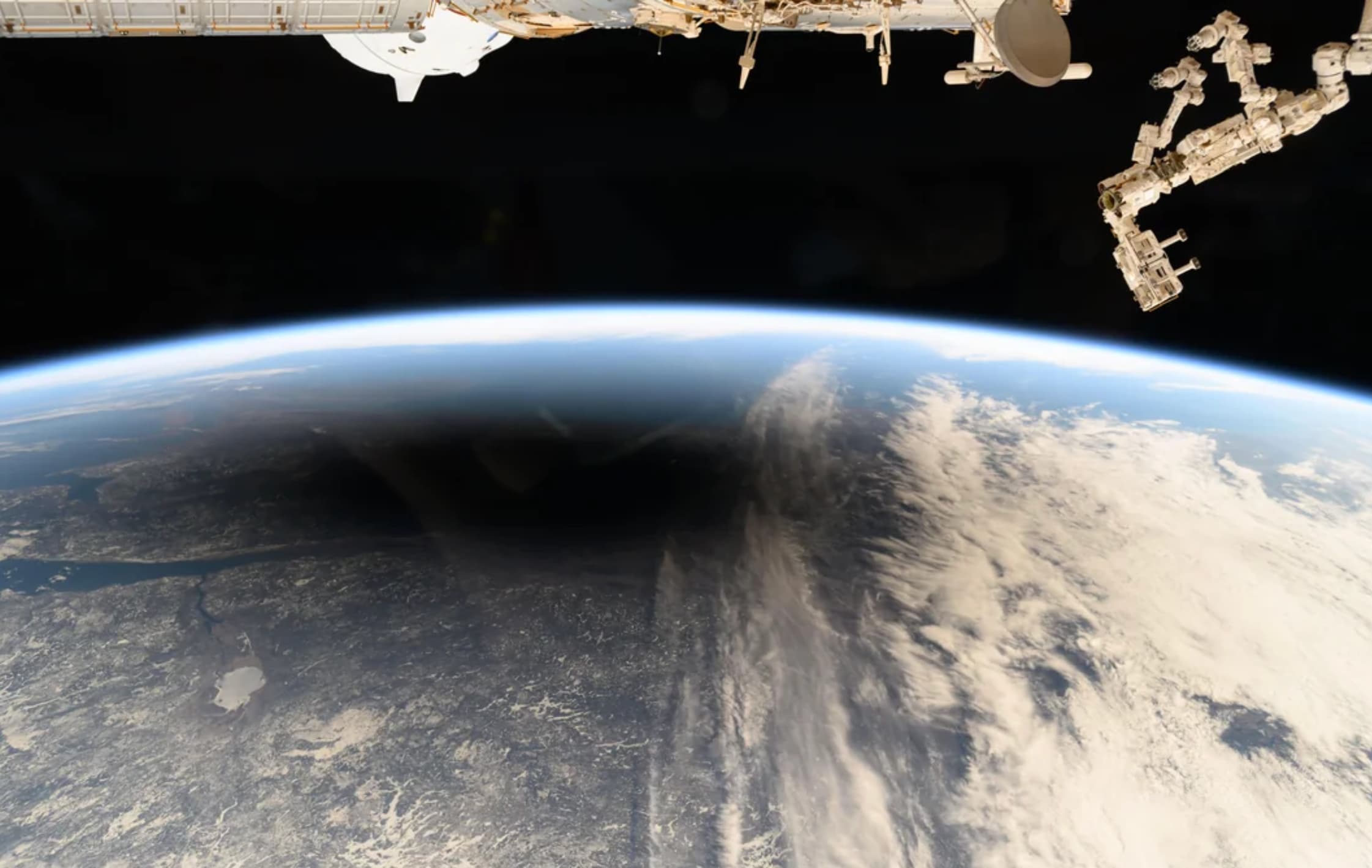 “The Eclipse as seen from the International Space Station.”